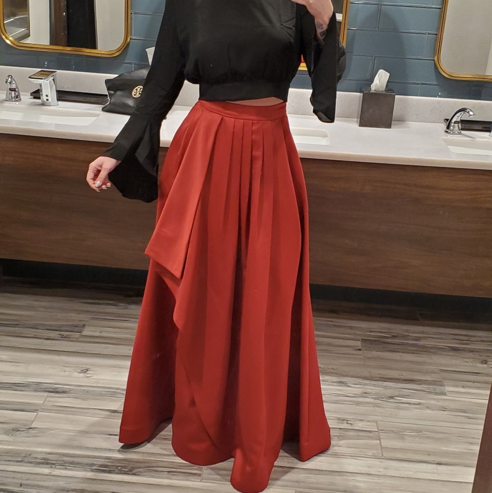Red formal maxi skirt